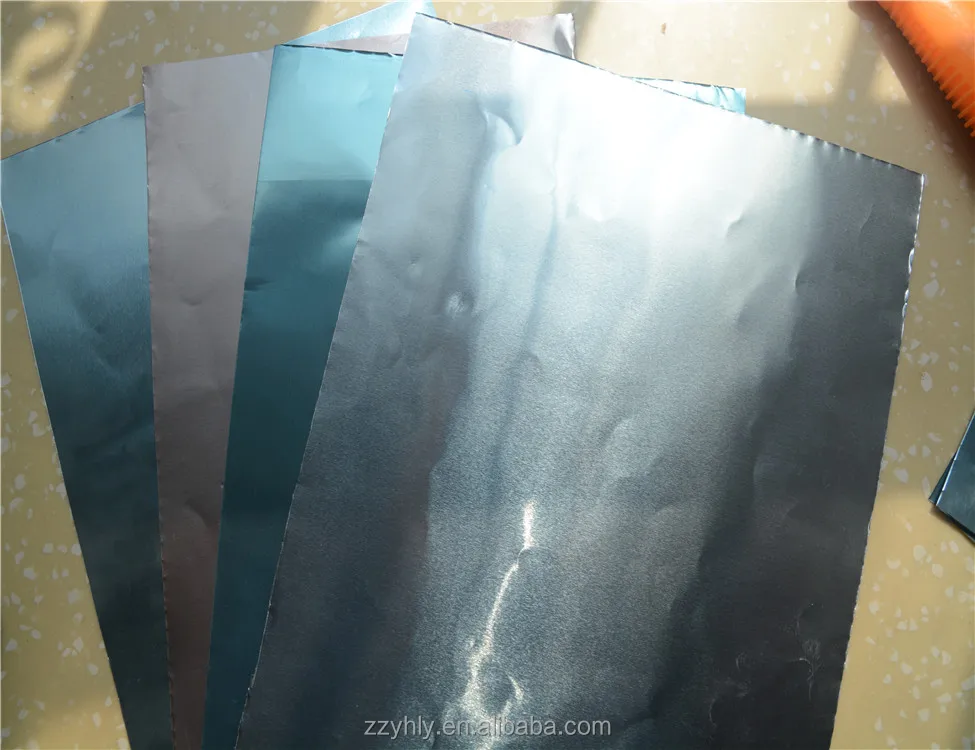 Transparent lacquer coating aluminum foil with blue epoxy glue