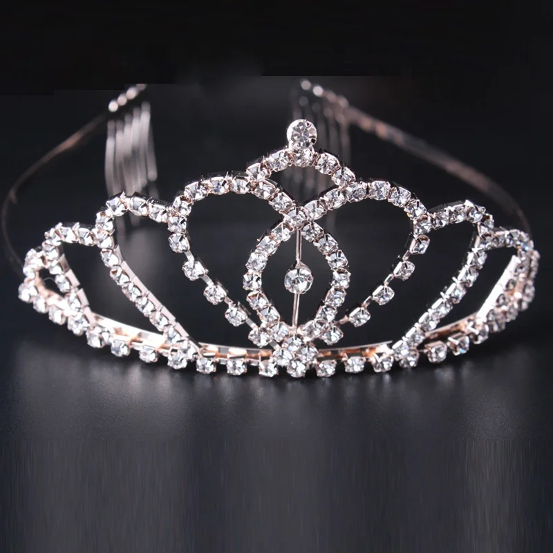 Fashion Rose Gold tiara Adult women Rhinestone Crown with Comb Beauty Party Wedding Accessories