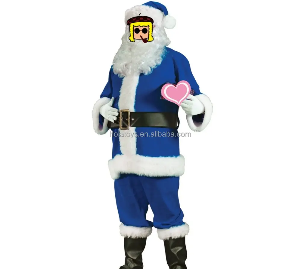 HOLA blue santa claus costumes/European size Santa Claus costume