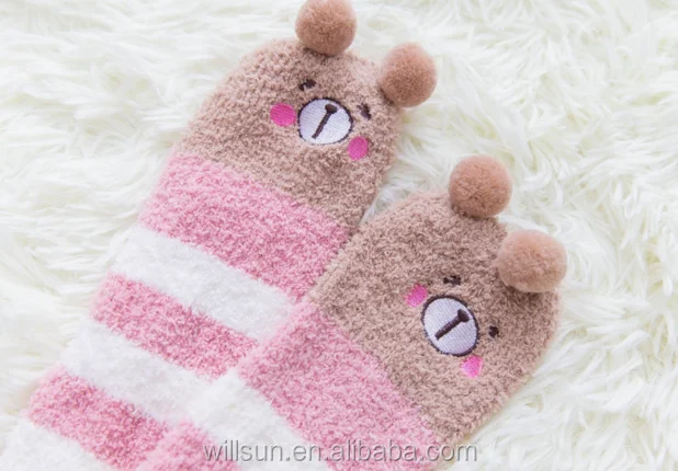 Cartoon Winter Leg Warmers Over Knee High Socks Cozy Cartoon Striped Warm Fuzzy Socks christmas fluffy socks