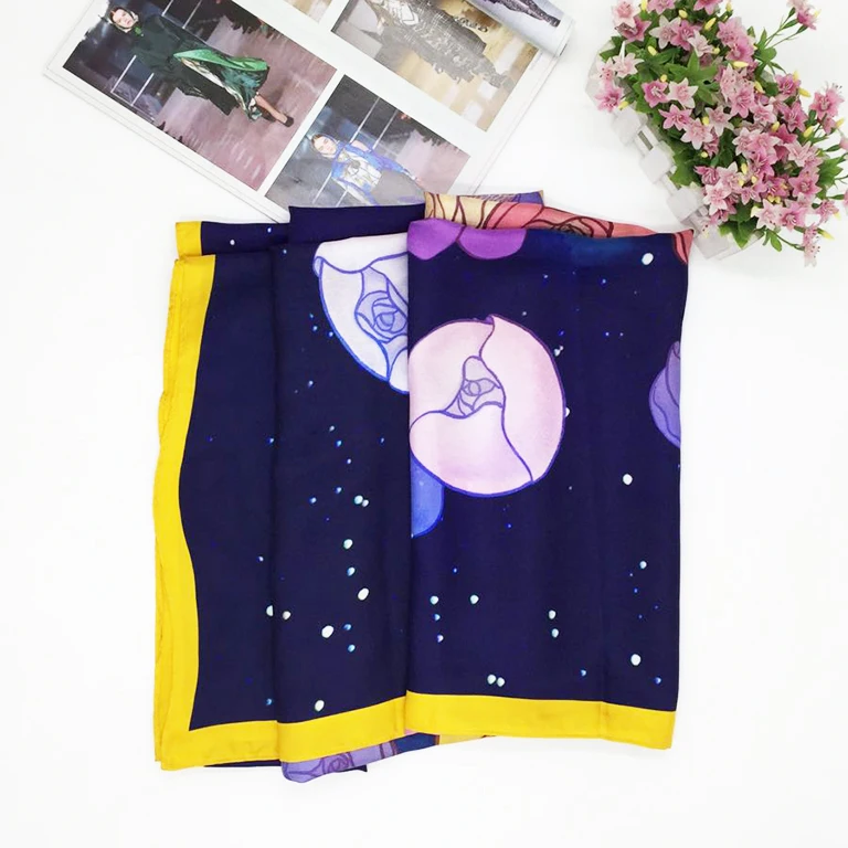 
Best selling beautiful custom design 100% turkish digital print silk scarf for women 