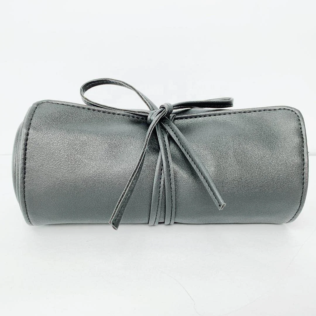 Custom Portable Lux PU Leather Roll Up Travel Organizer Tooth paste Brush Pouch Bag Latest Women Ladies Makeup  Bag Suppliers