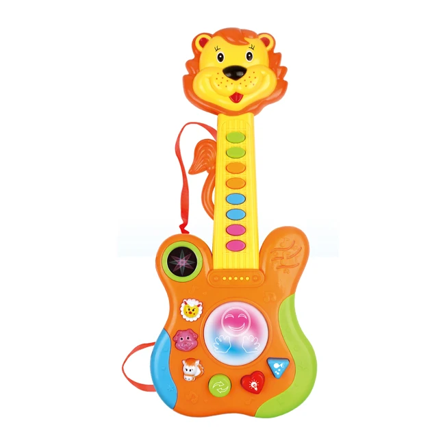 Kids 15 keys cartoon lion shape electric guitar toy with light and music