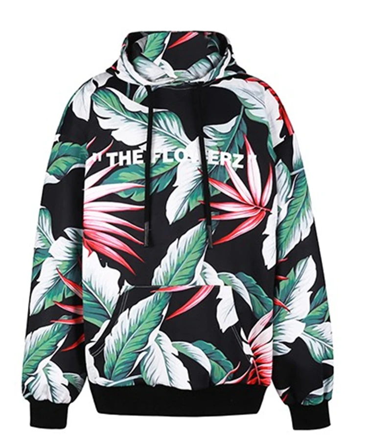New Fashion Leaf Pattern High Quality Custom Mens Hoddies/custom Sublimation Hoodies /sweatshirts Pullover Men Hooded Printed