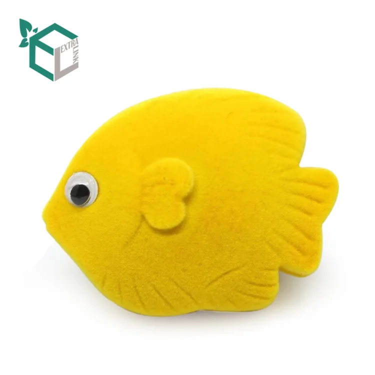 High Quality Adorable Velvet Fish Shape Jewellery Ring Box