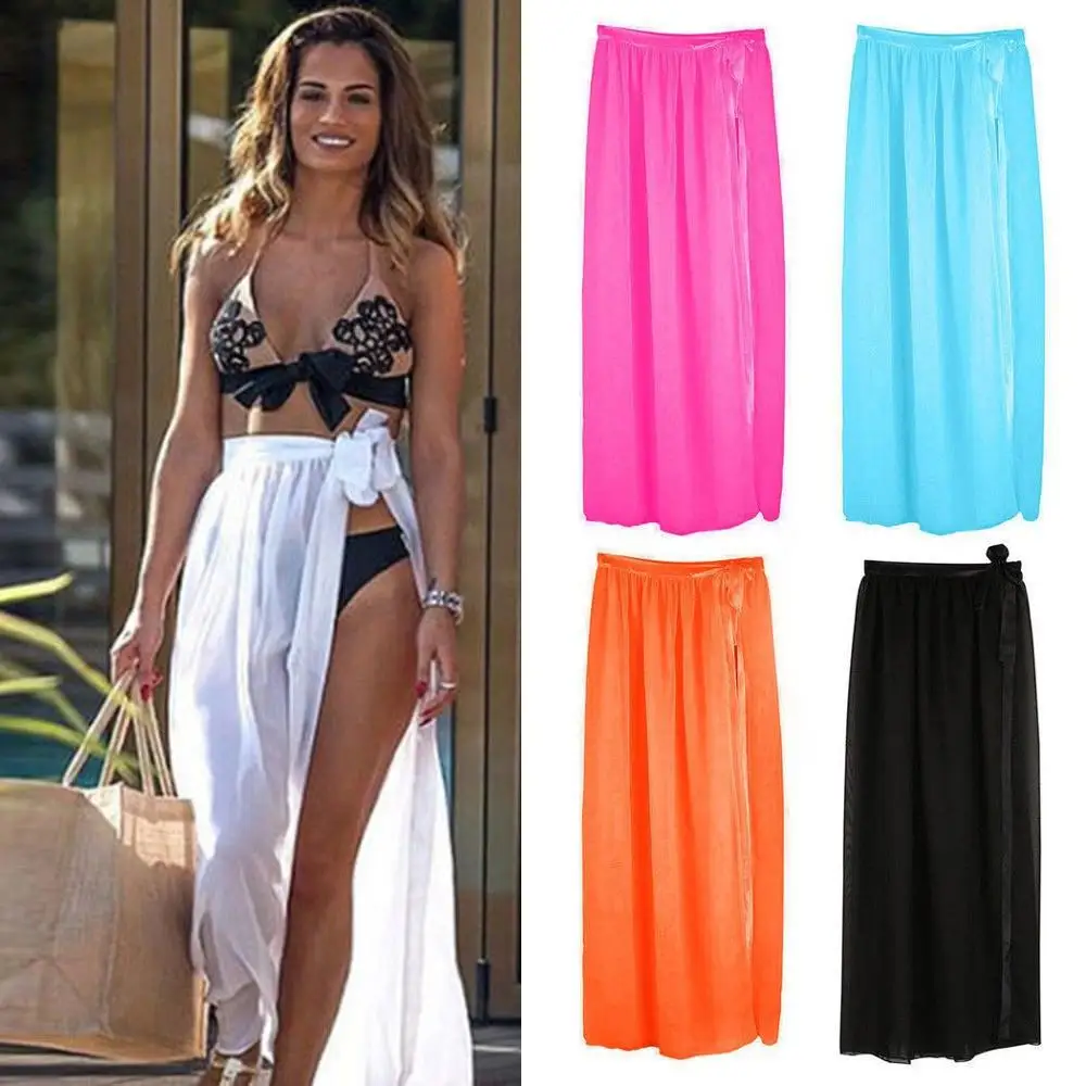 Womens Swim Wear Bikini Cover Up Sheer Beach Mini Wrap Skirt Sarong Pareo Shorts