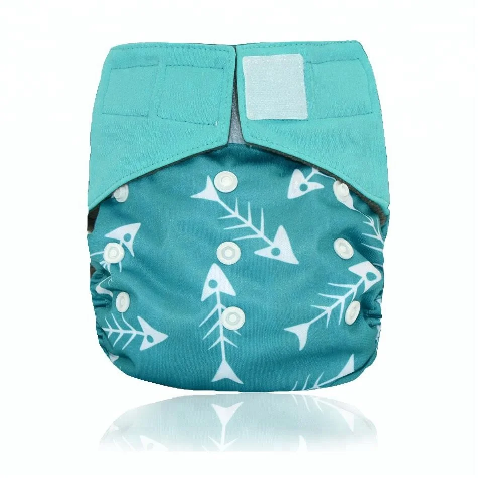 OS Bamboo Updated Night AIO cloth diaper with sewn insert, charcoal bamboo inner, high absorbent