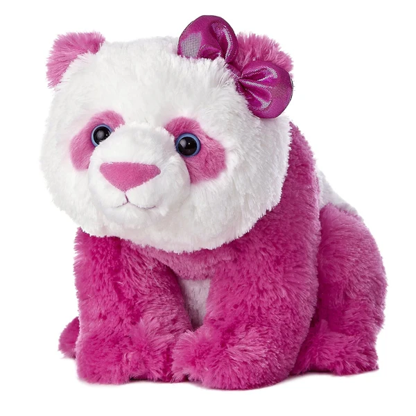 New product promotional fluffy soft pink panda/stuffed pink panda/plush pink panda