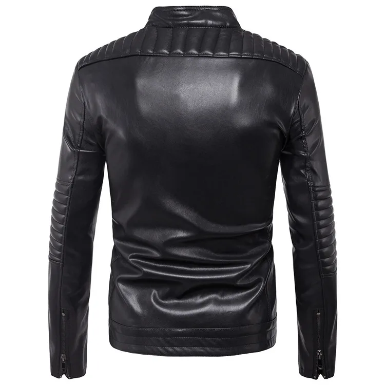 New style slim fit motorcycle pu leather jackets for man