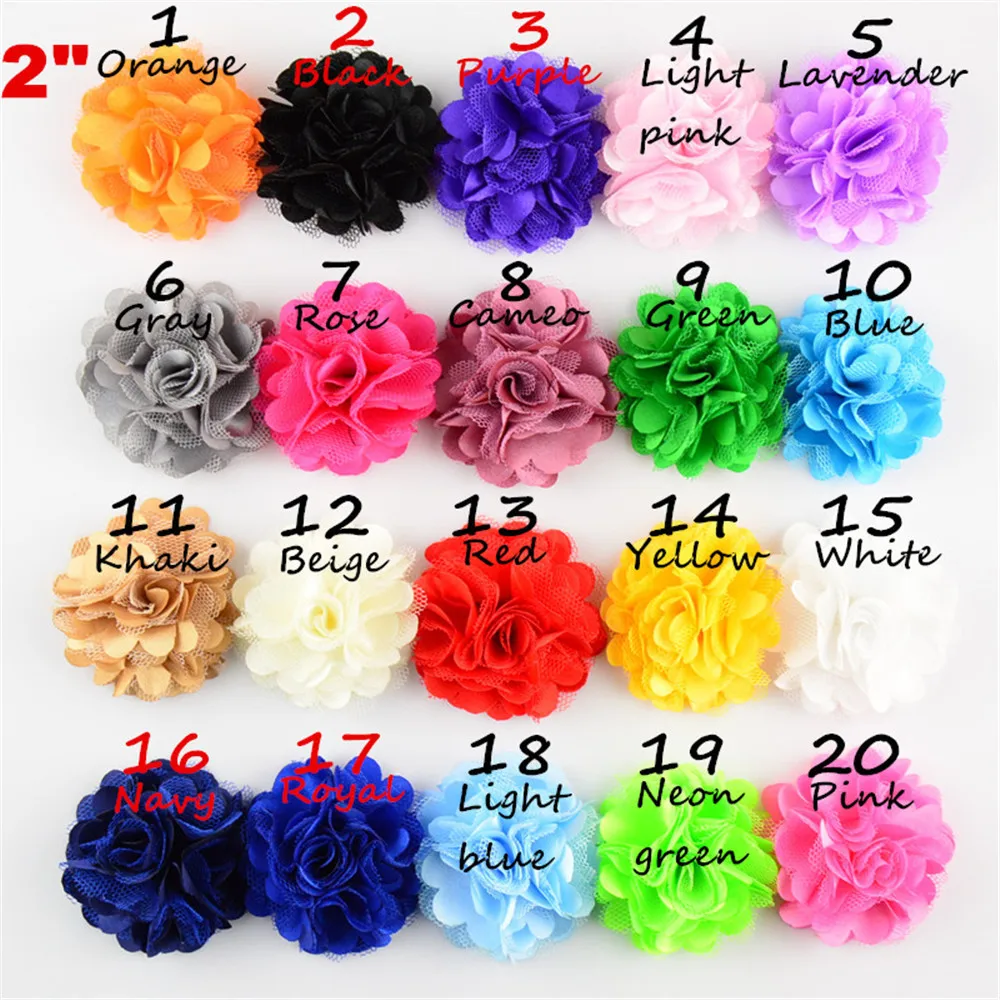 20 Color U Pick 2 Inch Mini Satin Mesh Puff Rose Flower DIY Supplies Headbands Hair Accessories