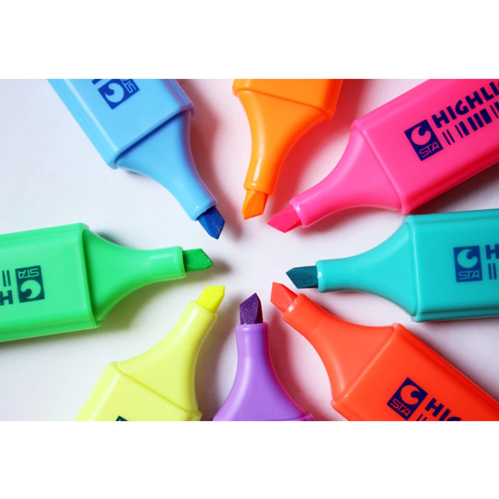  Colored Highlighter pen 8 colors for students offices fluorescent highlighter marker