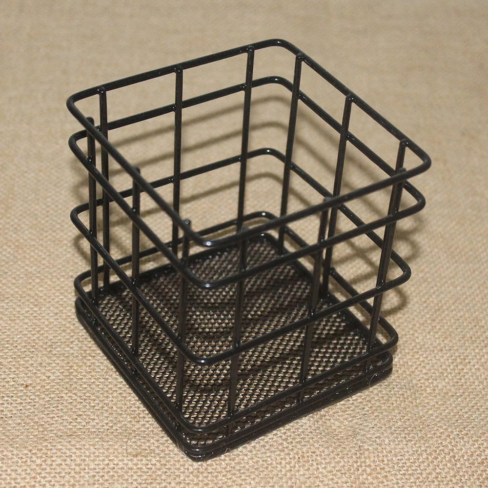 Guangxi Bobai Factory sale black square metal wire office supply pen holder make up holder