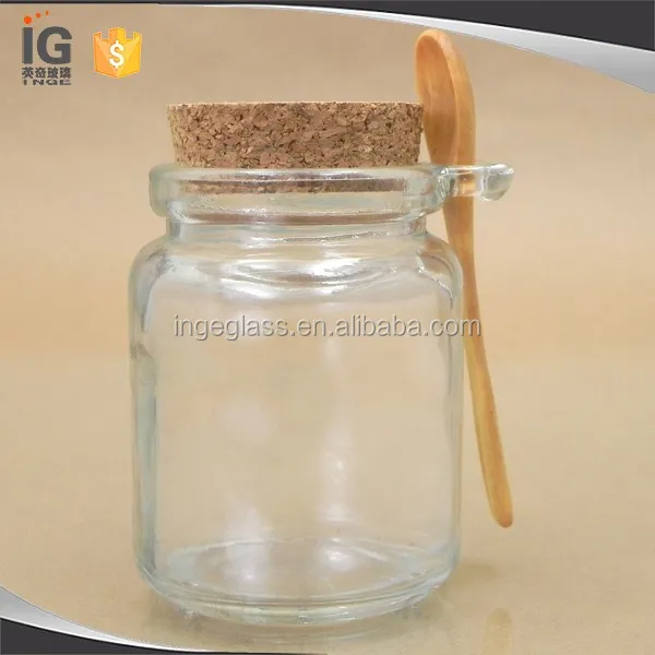 Glass Storage Jar with Wooden Spoon for Honey