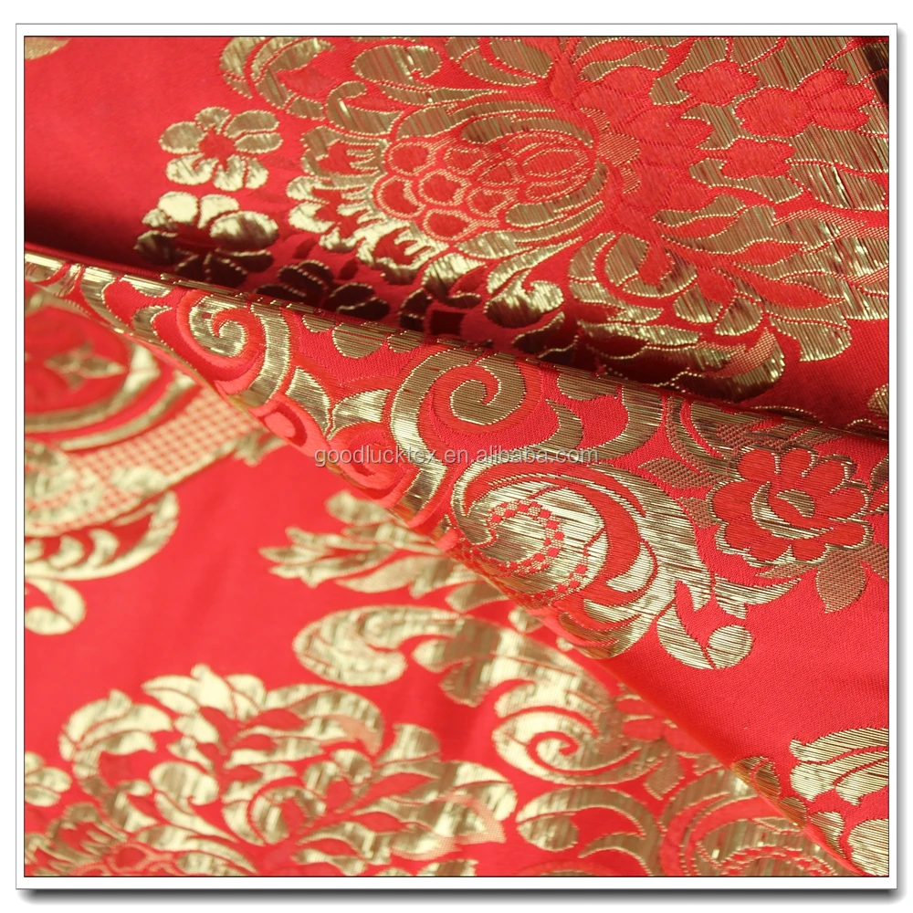 Жаккардовая жаккардовая парча saree с красной золотой металлической окантовкой из полиэстера и нейлона