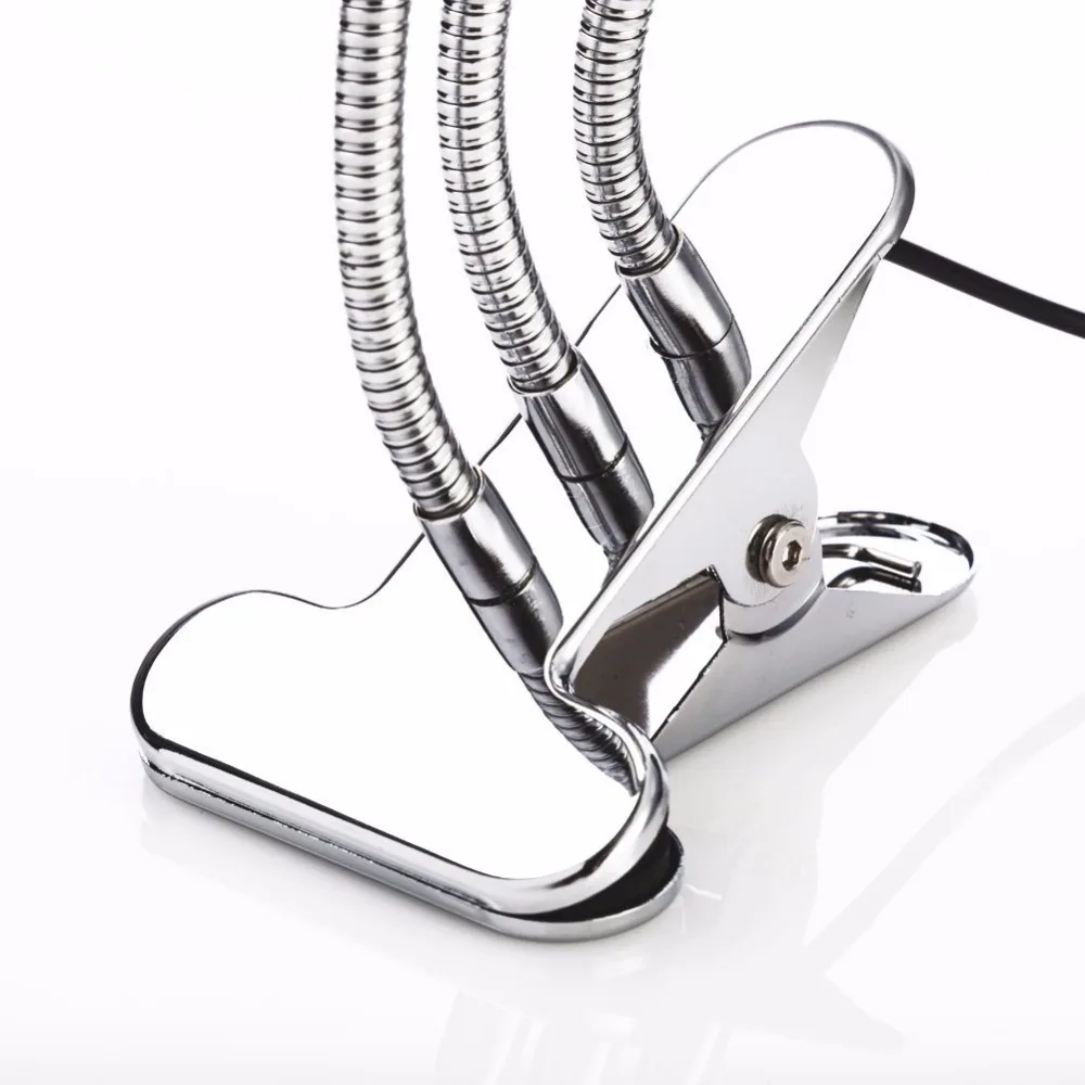 
Three Head Led Grow Light Desk Clip Lamp with 360 Degree Flexible Gooseneck and for Indoor Plants Greenhouse Office 