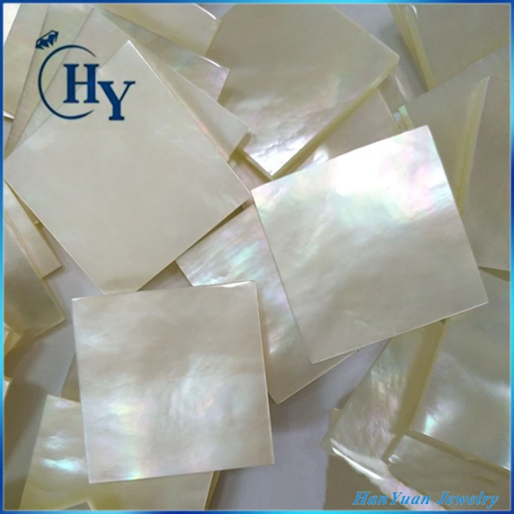 Натуральный лист ракушки квадратной формы перламутровый без рисунка