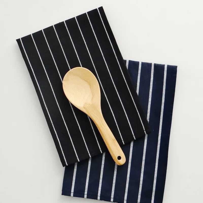 HOT SALE Cheap Cotton Black Stripe Kitchen Tea Towel