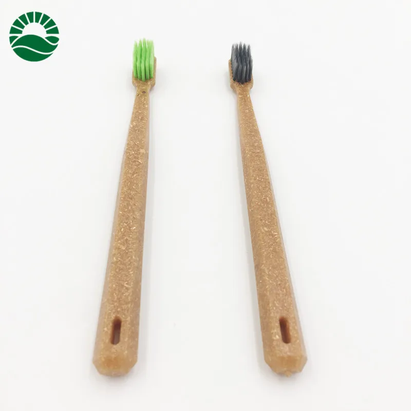 
New Wooden Charcoal Fiber Handle Bamboo or Green Tea Fiber Bristle Biodegradable Toothbrush 