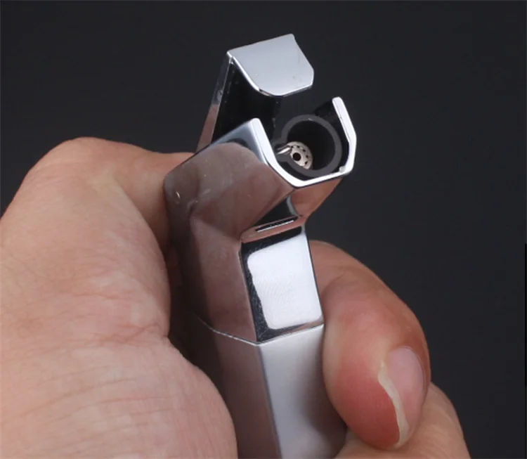 Custom Logo Metal Keychain Lighter Inflatable Cigarette Lighter creative jet flame design butane gas for business gifts