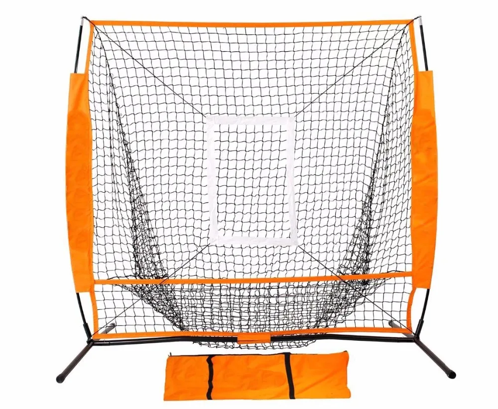 Baseball Nets for Batting & Pitching 5 x 5 with Portable Practice Net w/ Bow Frame & Strike Zone Target