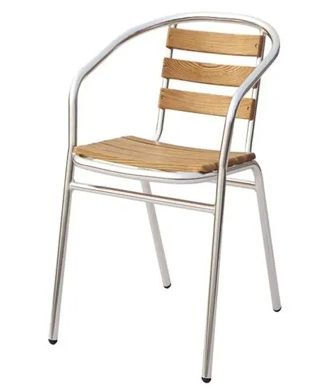 Bar stool chair made of aluminum and wood