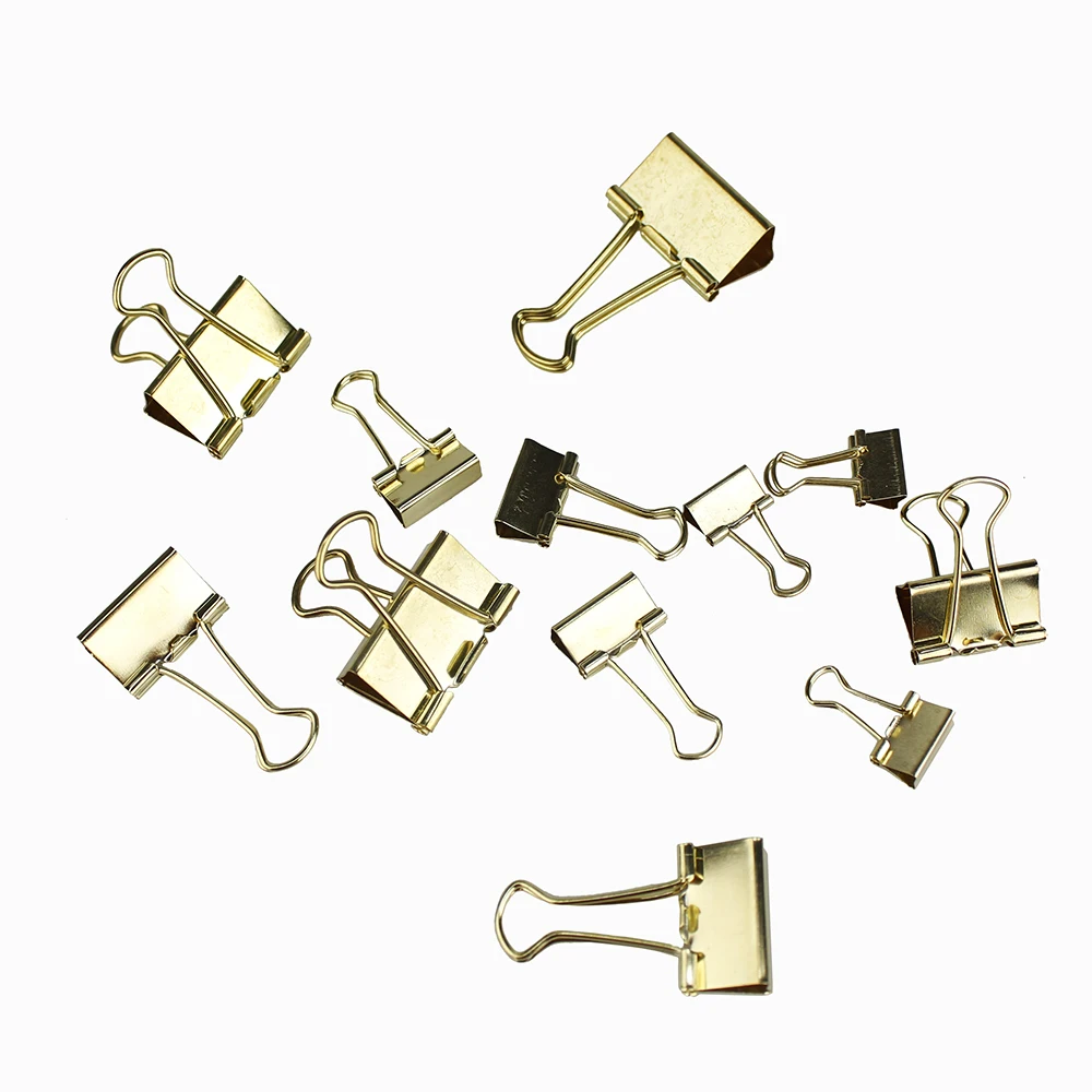 high quality decorative15mm,19mm,25mm,32mm  metal gold binder clip