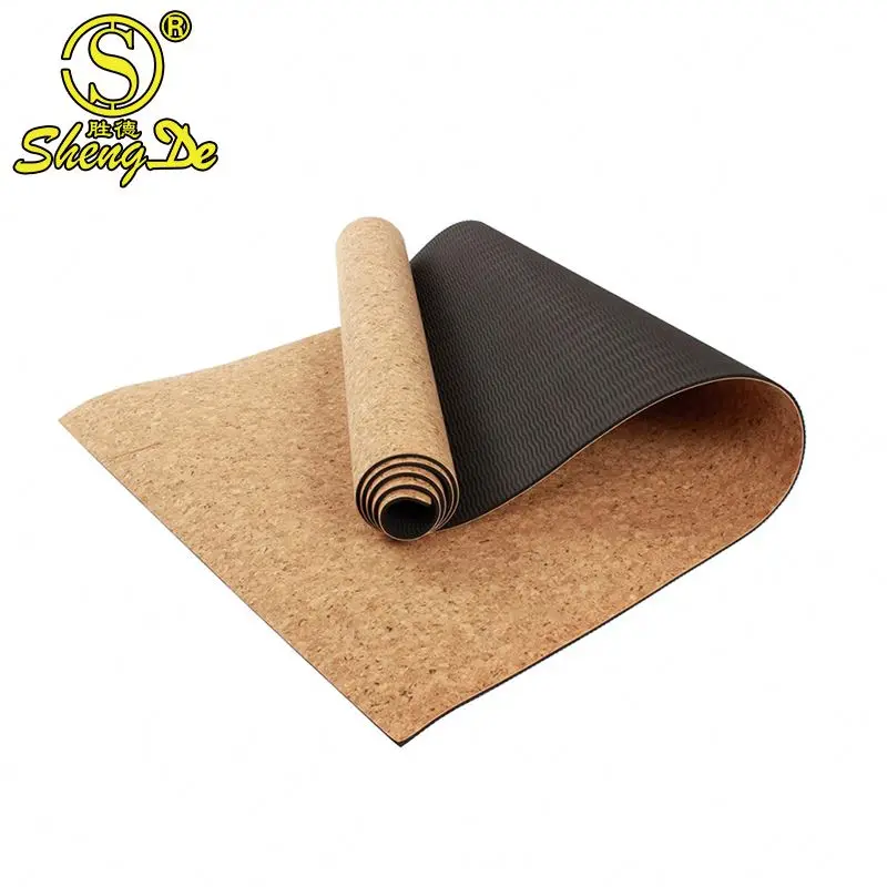 
183*66 cm 5mm Custom Logo New Natural Cork TPE Yoga Mat Eco 