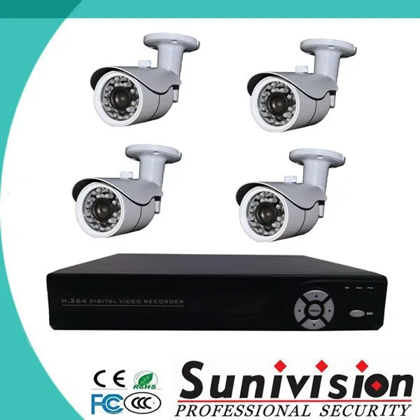 дешевые видеонаблюдения 4ch dvr комплект с oudoor пуля камеру