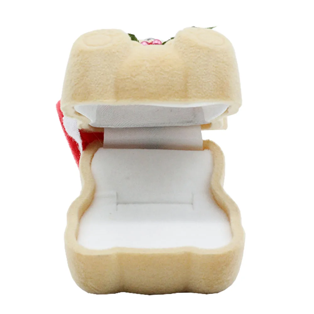 Animal shape bear flocked carton ring earring packing box