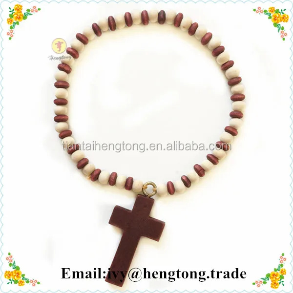 Custom handmade wood beads rosary bracelets with wood cross, religious perfume scent car hanging pendant, catholic rosary