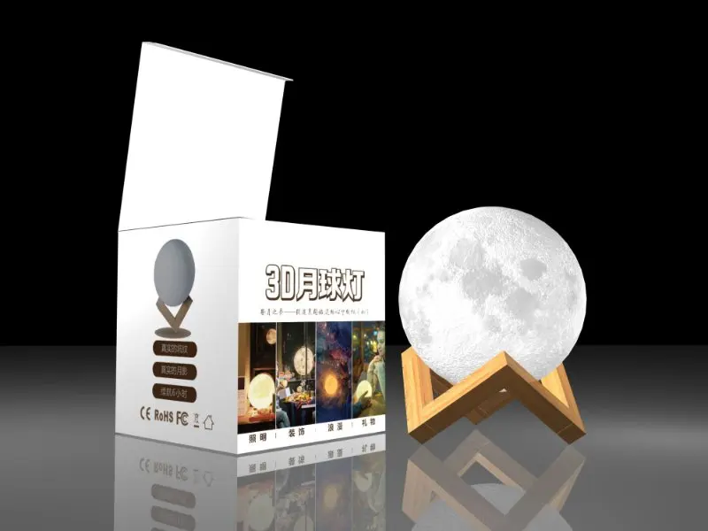 
2019 hot selling 3D printing Moon lamp with USB changing cable 15cm Moon night light in 16 colors RGB remote control 