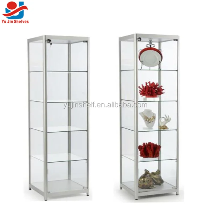 Stylish Boutique Glass Display Racks ,Lockable Red Corner Glass Cabinet