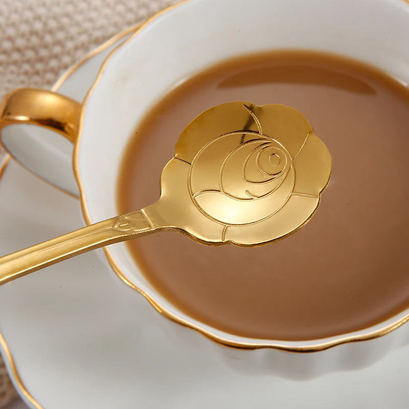 Creative Stainless Steel Flower Shape Coffee Stir Spoon Set With Custom Logo