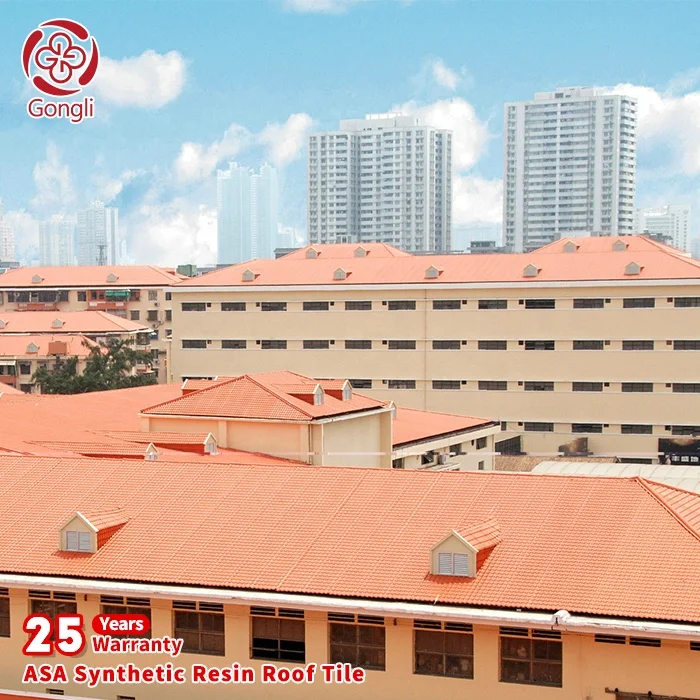 Eco-Friendly Construction  rain protection color coated  Chinese red  asa synthetic resin roof tile