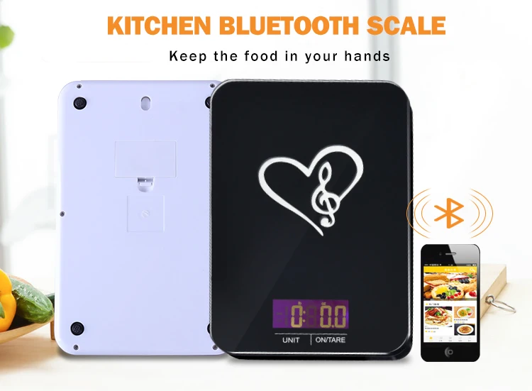 CE RoHS 5 Kg 1G super slim rectangle auto off food weight wireless wifi smart digital kitchen scale with app