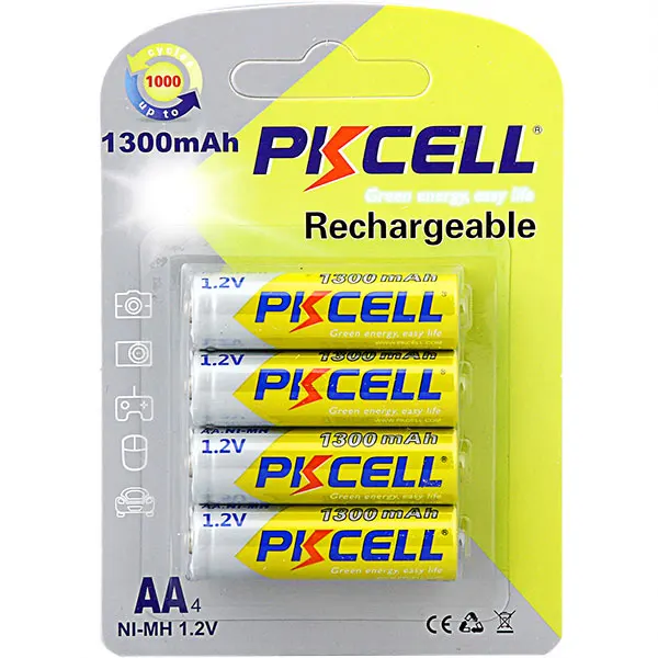 Высокая мощность батареи PKCELL 1.2 В NiMH AA аккумуляторов SC 1300 мАч для цифровых продуктов