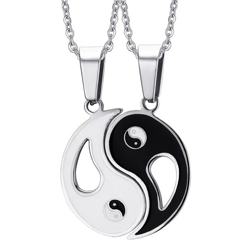 
Ginkgo Jewelry Yin Yang couple stainless steel necklaces with chains G80438 