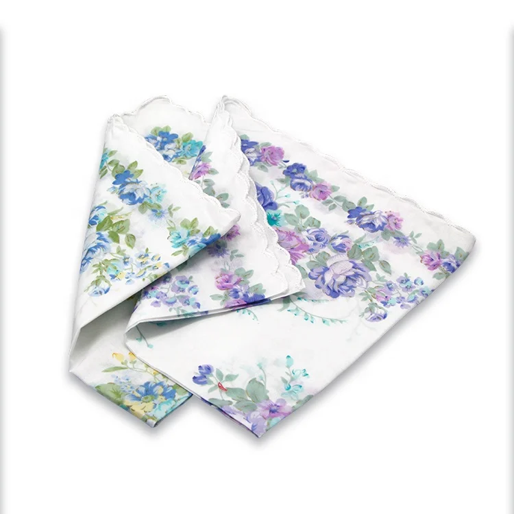 Customized Size Square Scallop Edge Wedding Handkerchiefs