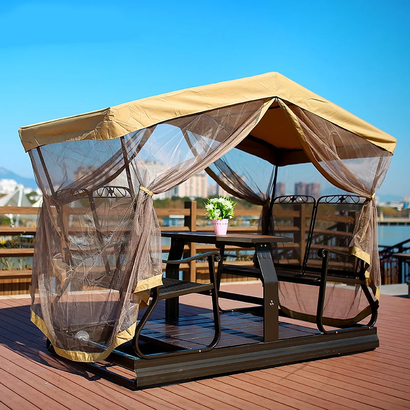 
New Hot Cheapest Aluminum Outdoor Swing Chair Garden Patio Beach Lounge 4 Seater Pool Leisure Out Door Lounger Furniture Chairs 