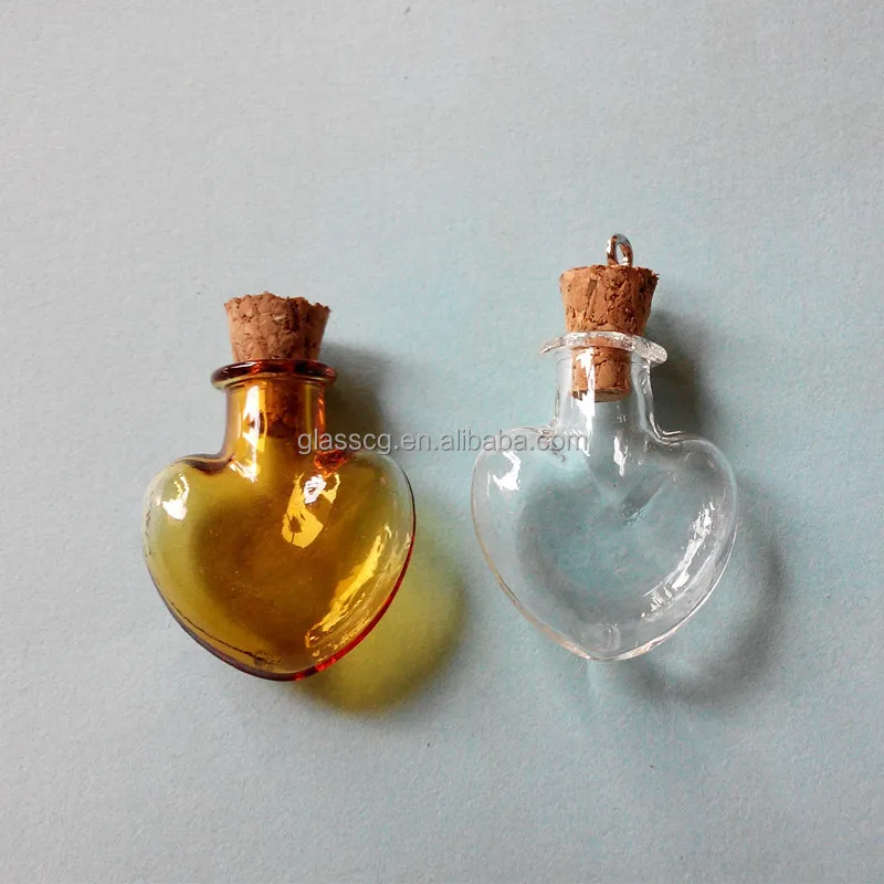 Heart shape Small Glass Bottle With Cork