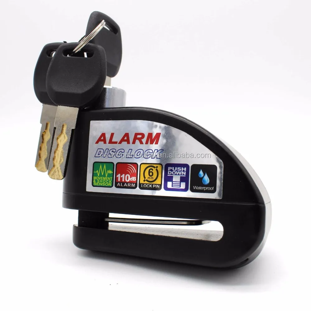Черный замок с сигнализацией и дисковым тормозом, сирена, замок с сигнализацией для мотоцикла или велосипеда