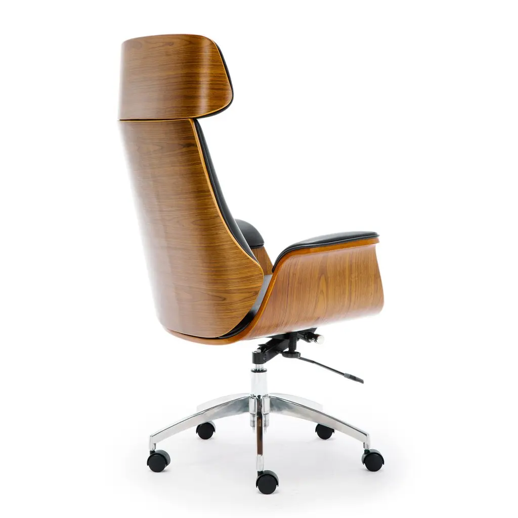 
MID CENTURY WOODEN BIG SIZE LEATHER OFFICE CHAIR RENAISSANCE EXECUTIVE CHAIR 