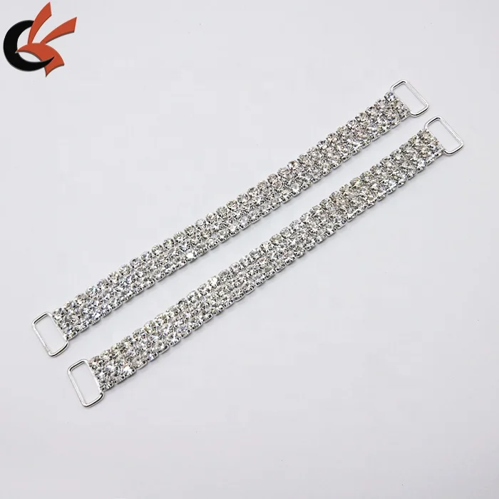 Wholesale 3-Row Rhinestone Bikini Connector Metal Alloy Buckles With Crystal Rings for Garments Bags Bikini