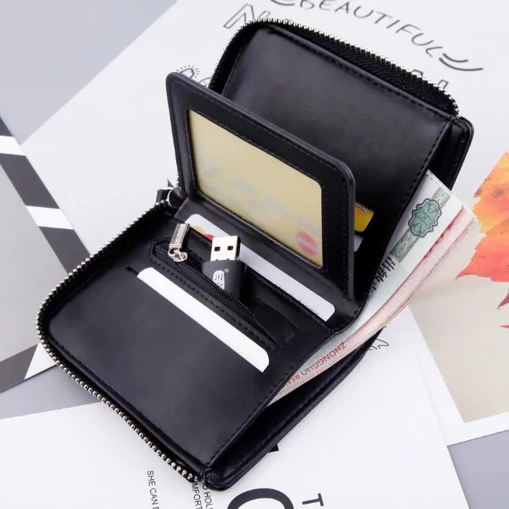 New Customize leisure style zipper fashion short pu leather wallet for man card holder