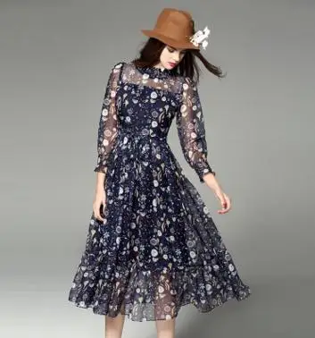 wholesale new style fashion design summer women lady print chiffon dress