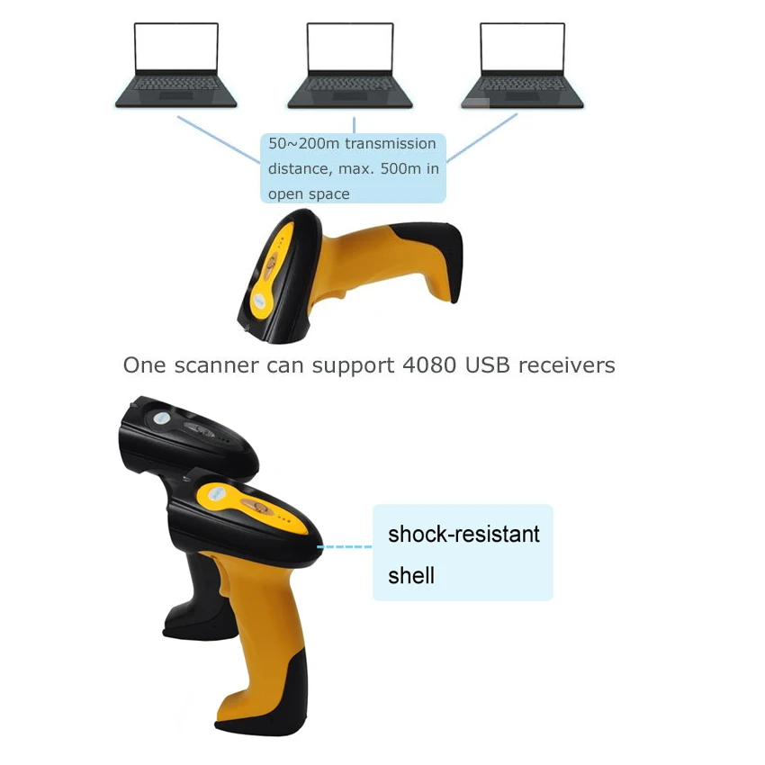 устройство считывания штрих-кодов POS ручной 100 раз / сек ручной / автоматический беспроводная лазерная USB сканер штрих-кода