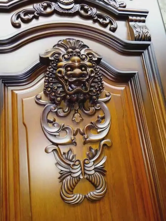 GSP1-025 Villa Double Entry Wood Carving Door For Main double door designs for main door