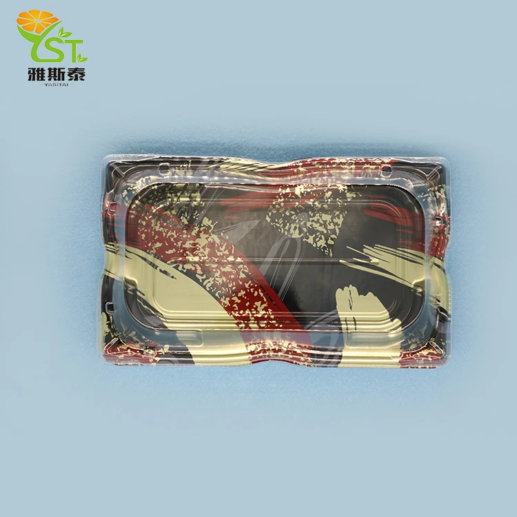 Disposable take away box pp/ps sushi tray with lid