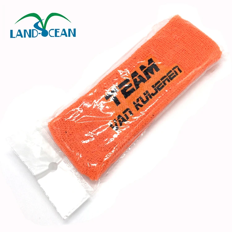 Promotion customized logo cotton embroidery sport headband logo custom sweatband headband