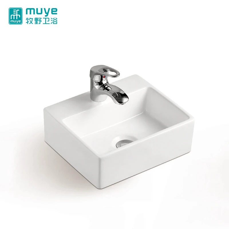 Bathroom small size rectangular sink elegant art design ceramic wash hand counter basin